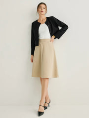 Wool-blend Cropped Jacket With Shoulder Pads