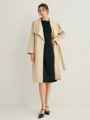 Wool-blend Oversized Shawl Collar Wrap Coat With Belt