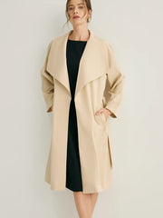 Wool-blend Oversized Shawl Collar Wrap Coat With Belt