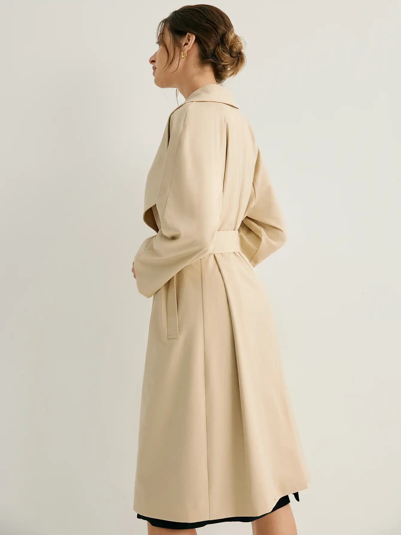 Wool-blend Oversized Shawl Collar Wrap Coat With Belt