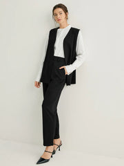 Wool-blend V-Neck Wrap Vest With Belt