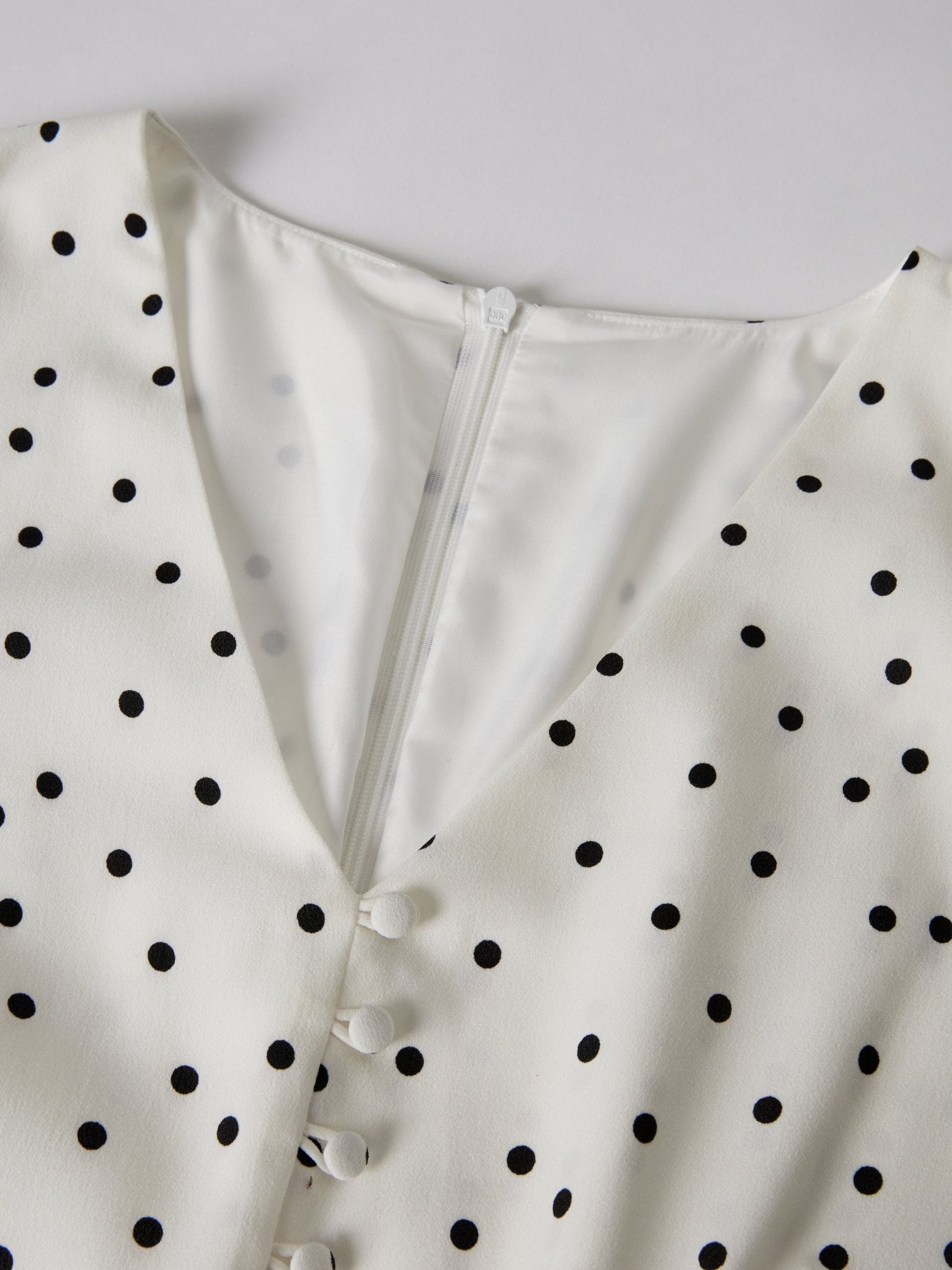 V - Neck Polka Dots A - line Midi Dress - Callalina